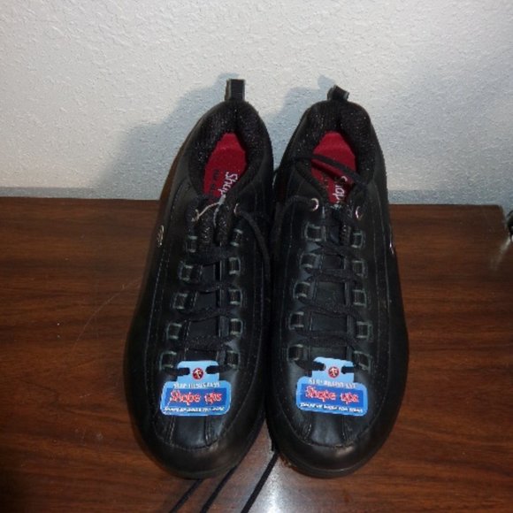 New Skechers Black Leather Shape Ups Shapeup Lace Up Shoes 8.5 NWOB - Picture 9 of 11